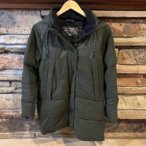 Eddie Bauer Down Filled Wool Blend Green Parka Coat